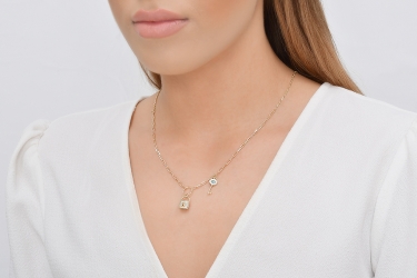 Quyumcu - 14 Ayar Altın Anahtar Kilit Kolye