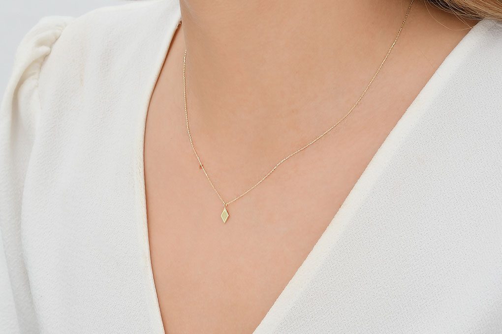 Quyumcu - 14 Ayar Altın Baklava Desenli Kolye (1)