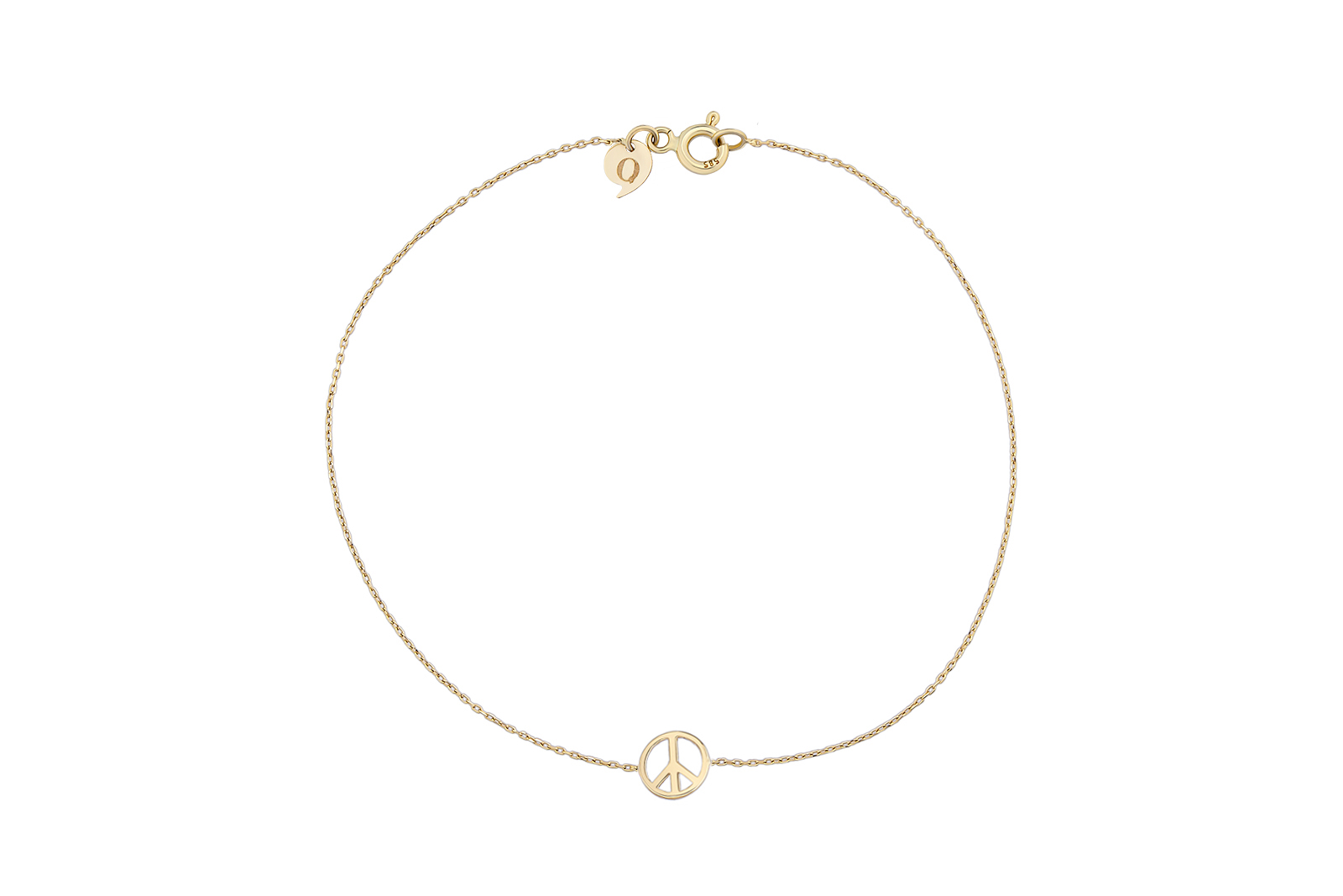 Quyumcu - 14 Ayar Altın Barış Simgesi Bileklik