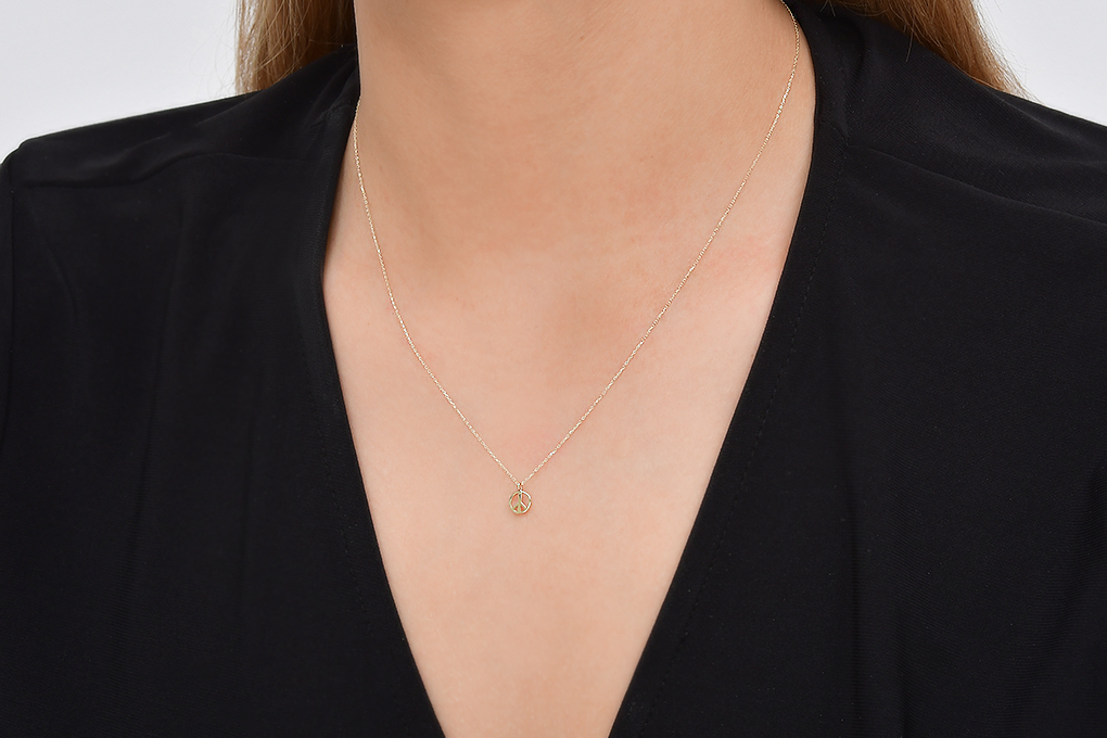 Quyumcu - 14 Ayar Altın Barış Simgesi Kolye (1)