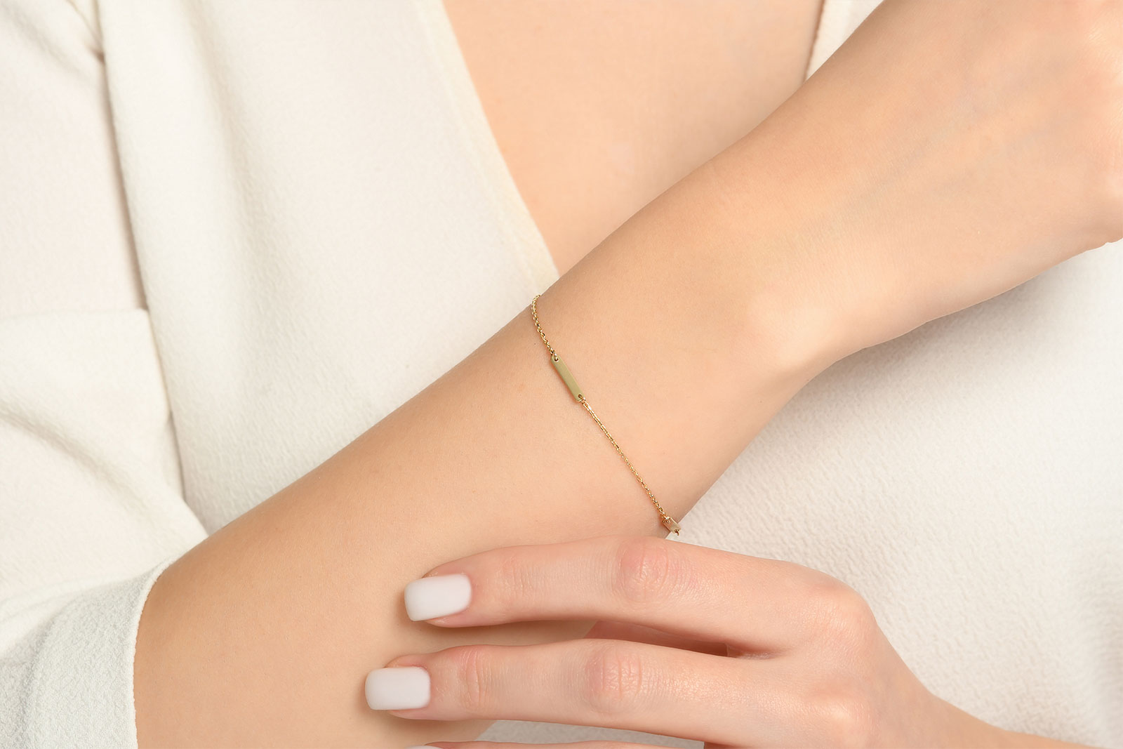 Quyumcu - 14 Ayar Altın Plaka Bileklik