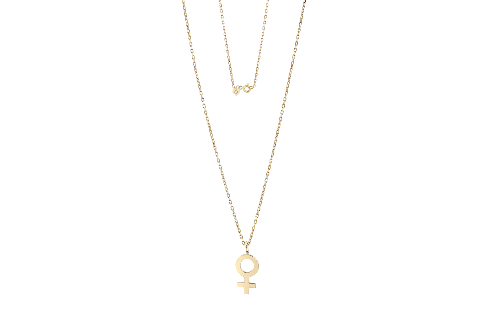 Quyumcu - 14 Ayar Altın Dişilik Sembolü Kolye