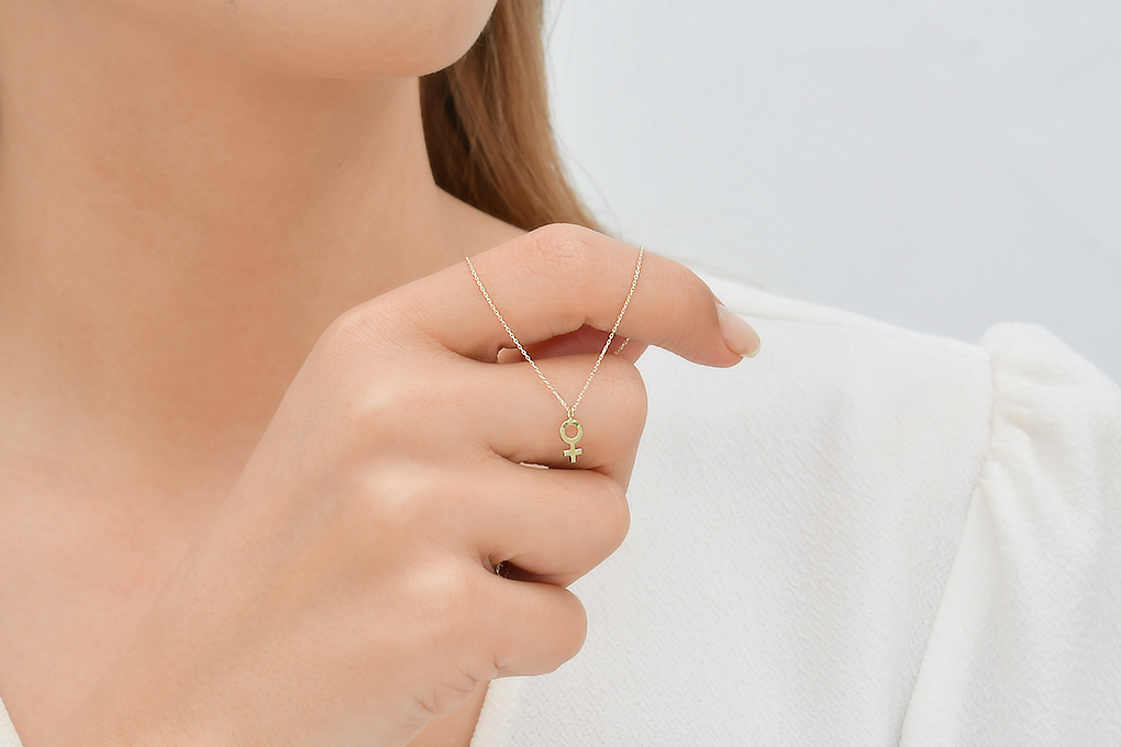 Quyumcu - 14 Ayar Altın Dişilik Sembolü Kolye (1)