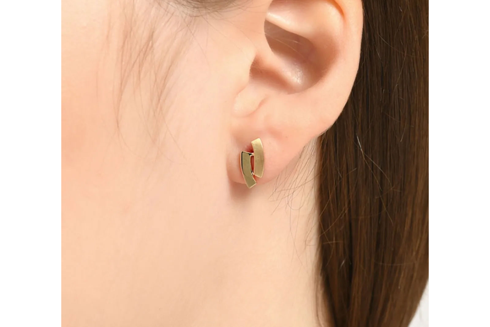 Quyumcu - 14 Ayar Altın Geometrik Tek Küpe - Tek Küpe