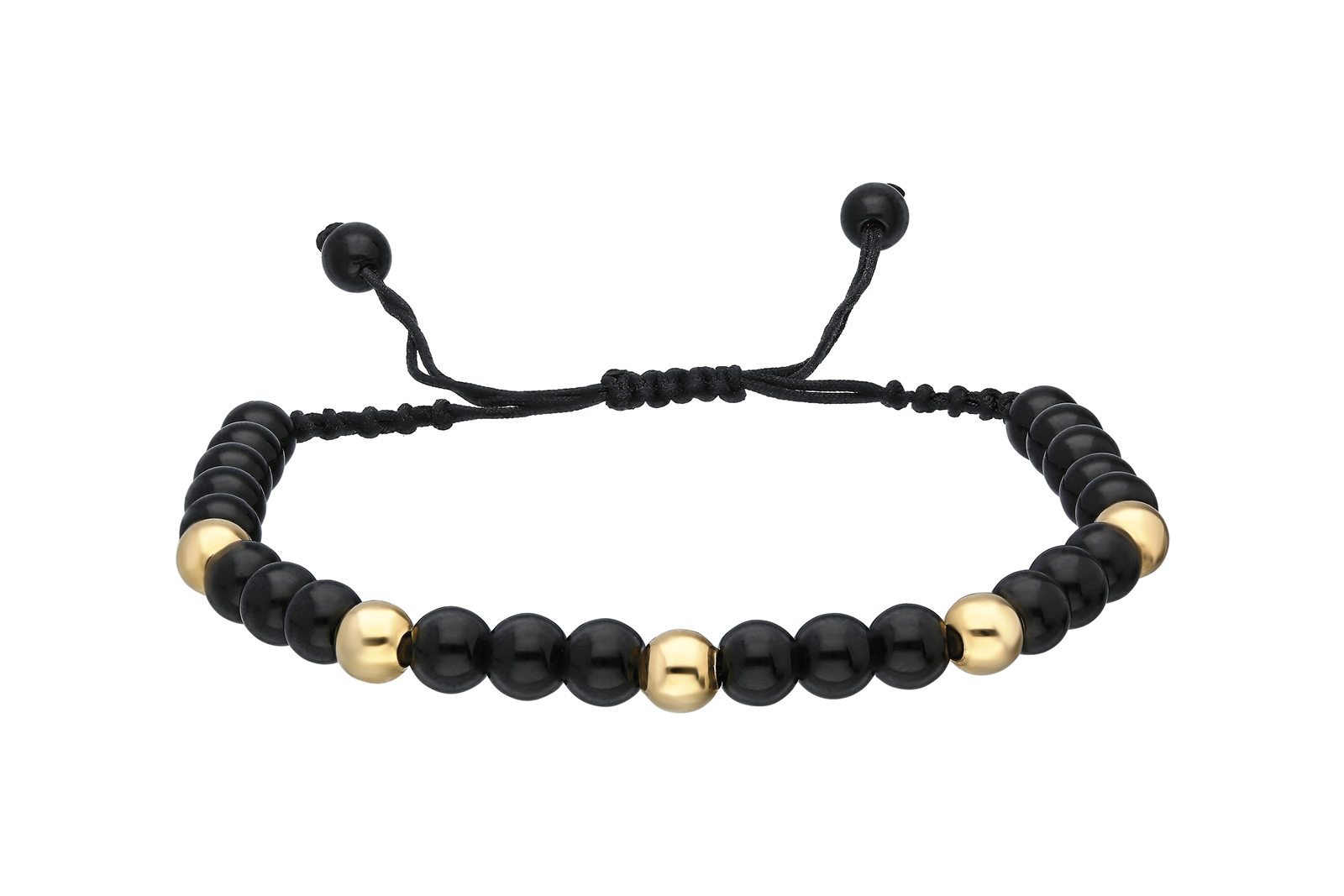 Quyumcu - 14 Ayar Altın İpli Oniks Erkek Bileklik