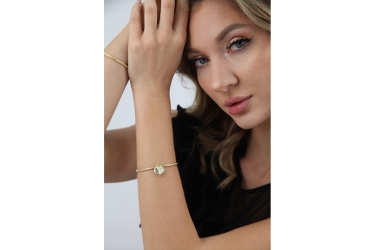 Quyumcu - 14 Ayar Altın İtalyan Esnek Zincir Kalpli Bileklik (1)