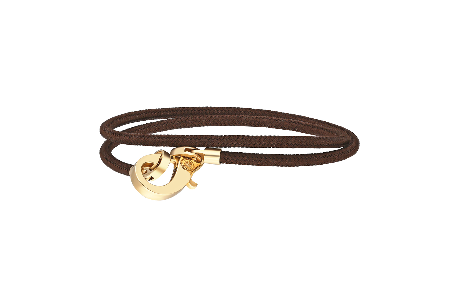 Quyumcu - 14 ayar Altın Kahverengi İpli Erkek Bileklik