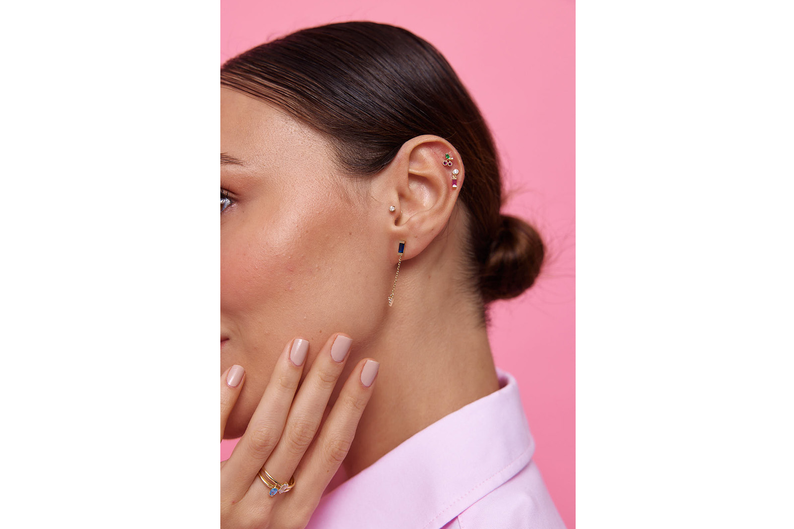 Quyumcu - 14 Ayar Altın Kiraz Tragus Küpe (1)