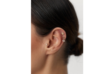 Quyumcu - 14 Ayar Altın Kurabiye Adam Tragus Küpe (1)