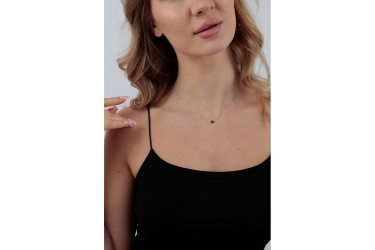 Quyumcu - 14 Ayar Altın Mavi Baget Taşlı Silindir Kolye