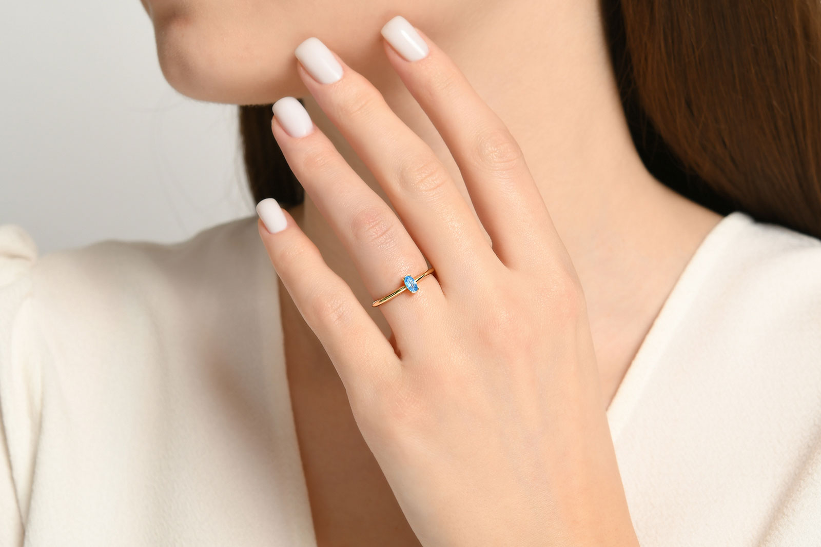 Quyumcu - 14 Ayar Altın Mavi Kuvars Taşlı Yüzük