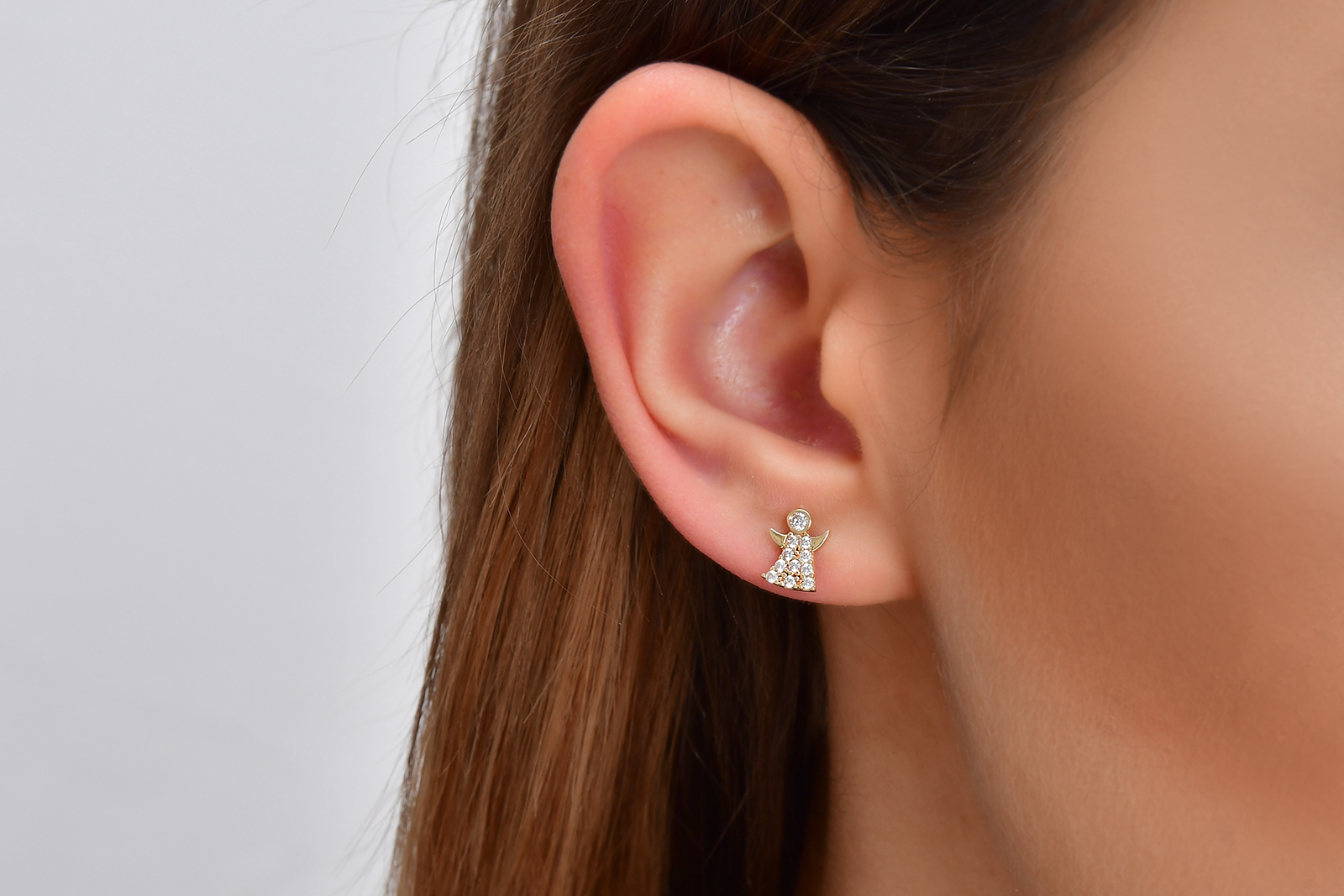 Quyumcu - 14 Ayar Altın Melek Küpe