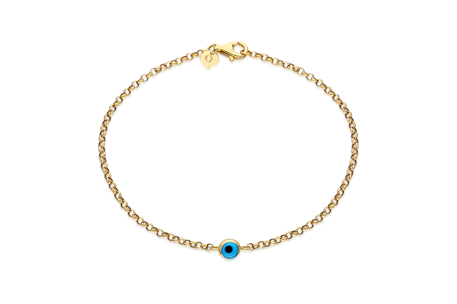 Quyumcu - 14 Ayar Altın Doch Zincirli Nazar Boncuklu Bileklik