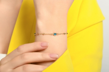 Quyumcu - 14 Ayar Altın Nazar Boncuklu Dorika Bileklik Quyumcu - 14 Ayar Altın Nazar Boncuklu Dorika Bileklik