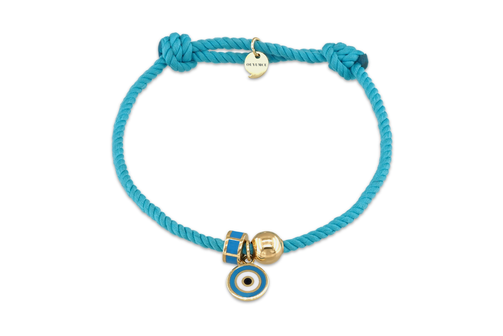 Quyumcu - 14 Ayar Altın Mineli Nazar Boncuklu İpli Bileklik (1)
