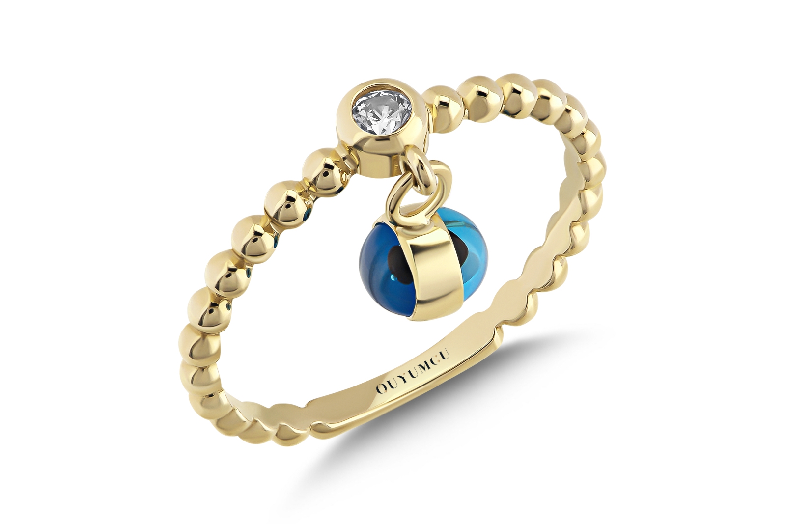 Quyumcu - 14 ayar Altın Nazar Boncuklu Yüzük