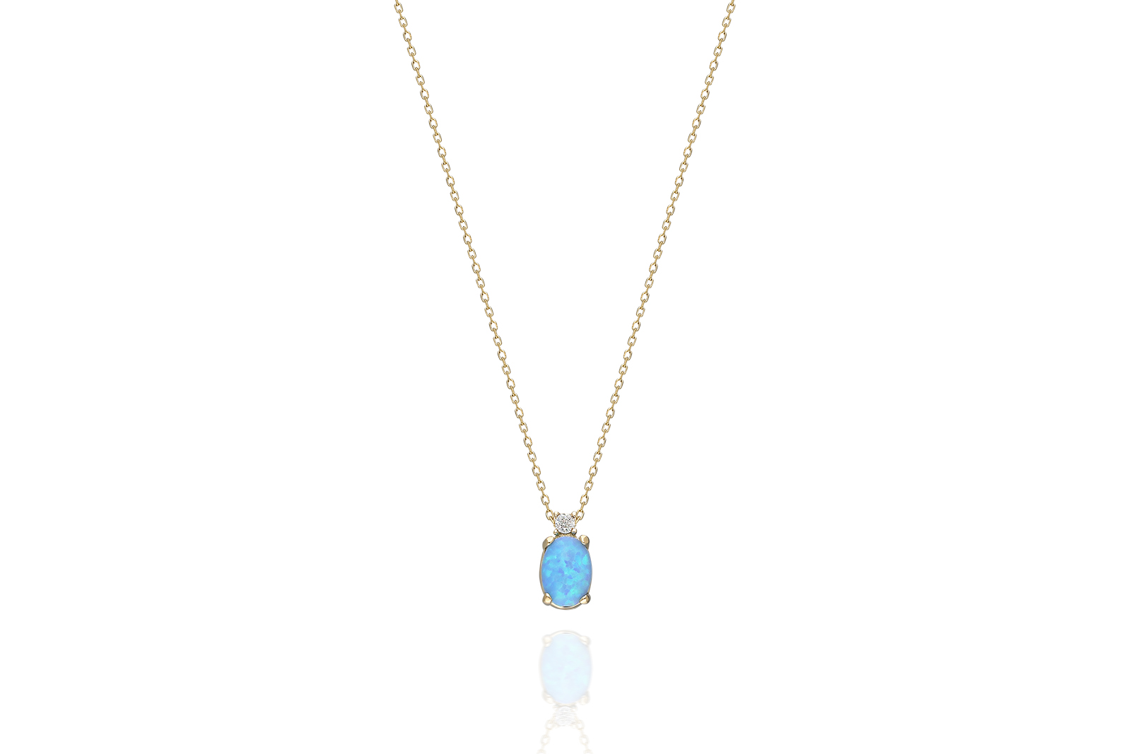 Quyumcu - 14 Ayar Altın Opalit Taşlı Kolye