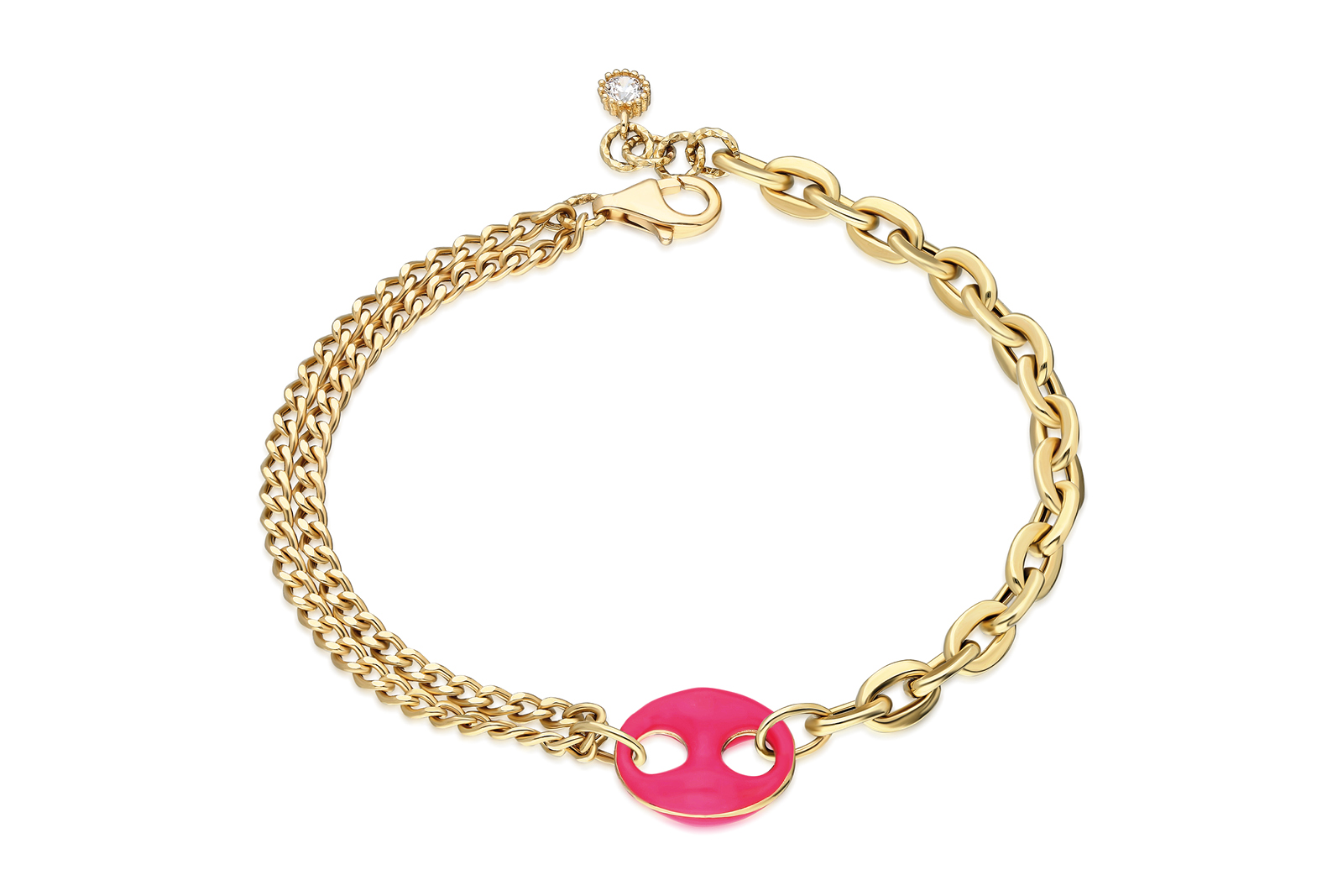 Quyumcu - 14 Ayar Altın Pembe Mineli Bileklik