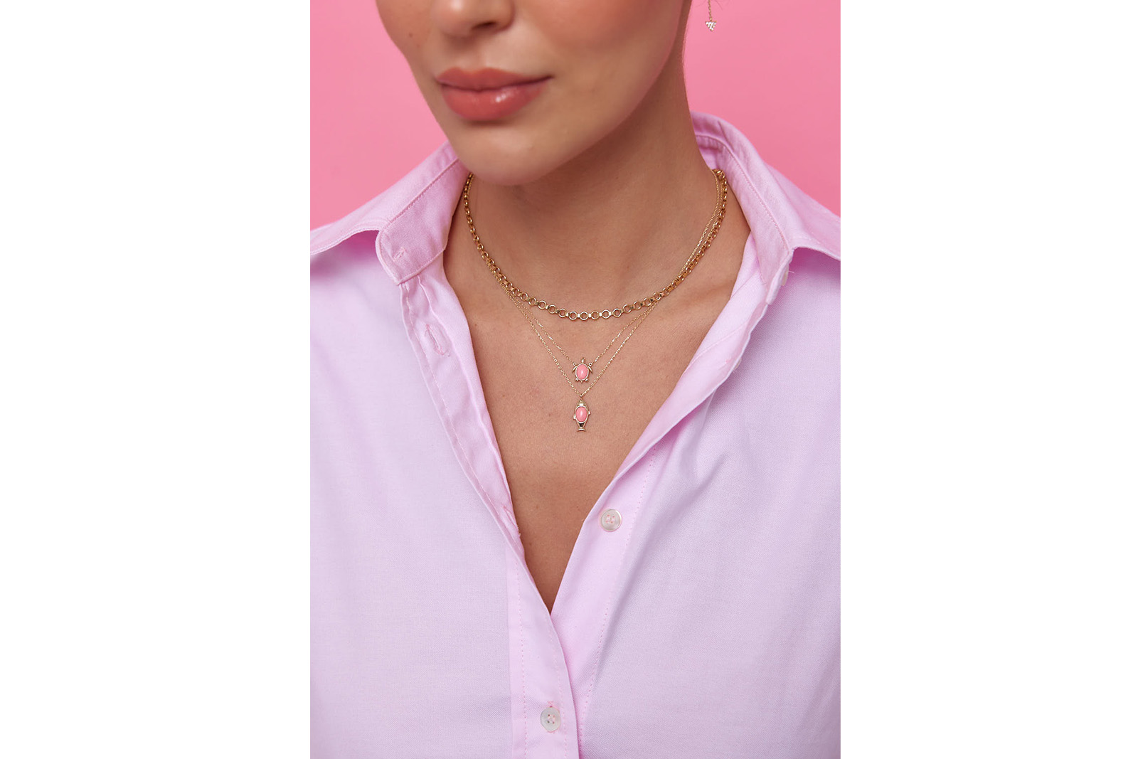 Quyumcu - 14 Ayar Altın Mercan Taşlı Kaplumbağa Kolye (1)