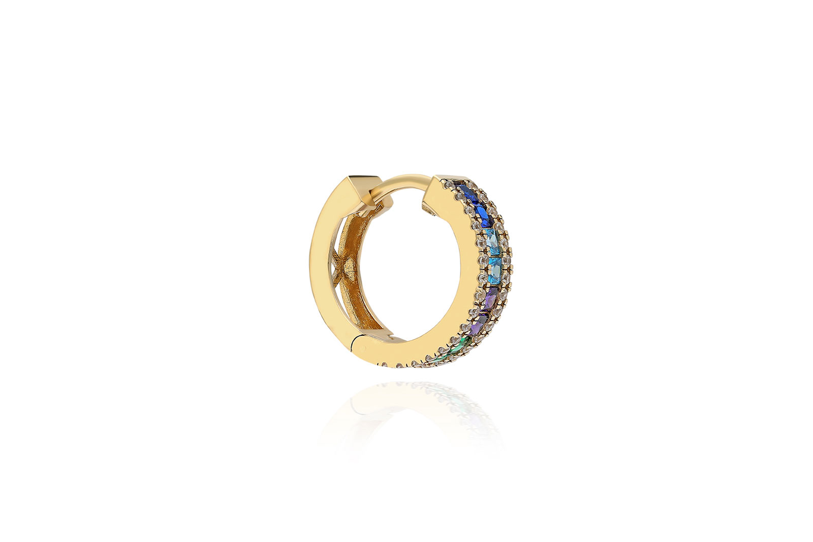 Quyumcu - 14 Ayar Altın Renkli Taşlı Tek Küpe