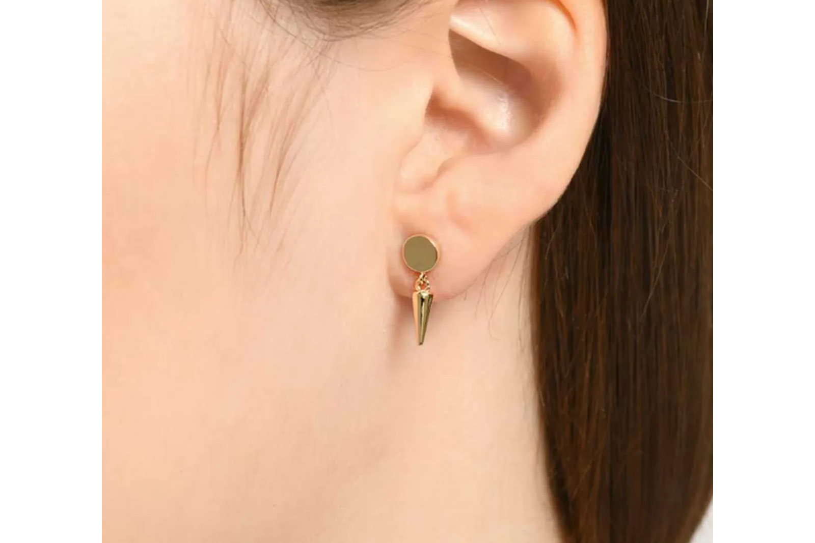 Quyumcu - 14 Ayar Altın Sallantılı Geometrik Tek Küpe