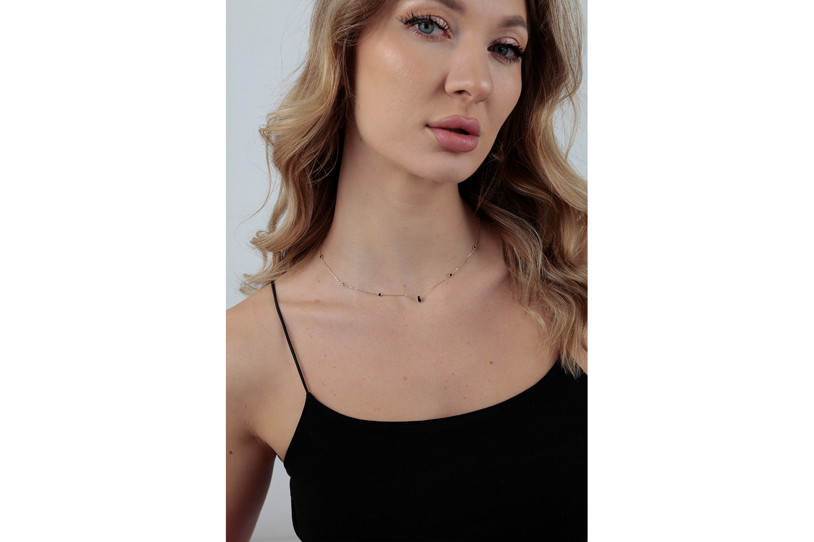 Quyumcu - 14 Ayar Altın Siyah Baget Taşlı Kolye (1)