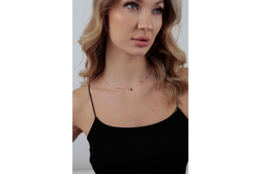 Quyumcu - 14 Ayar Altın Siyah Baget Taşlı Kolye