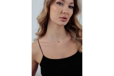 Quyumcu - 14 Ayar Altın Siyah Baget Taşlı Kolye (1)