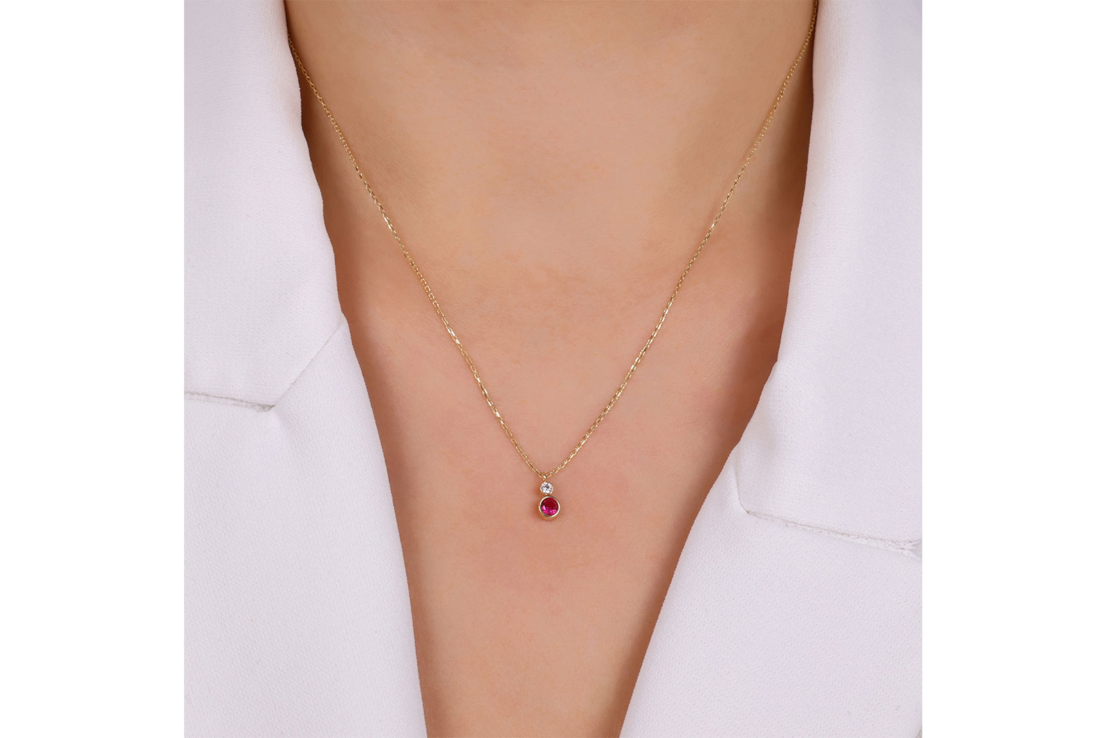 Quyumcu - 14 Ayar Altın Taşlı Kolye (1)