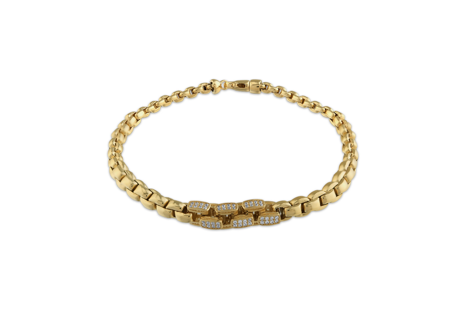 Quyumcu - 14 Ayar Altın Taşlı Zincir Bileklik (1)