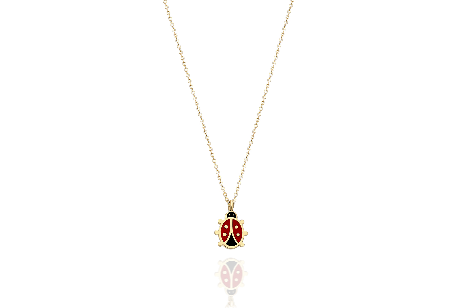 Quyumcu - 14 Ayar Altın Uğur Böceği Figürlü Kolye