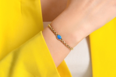 Quyumcu - 14 Ayar Altın Opalit Taşlı Bileklik Quyumcu - 14 Ayar Altın Opalit Taşlı Bileklik