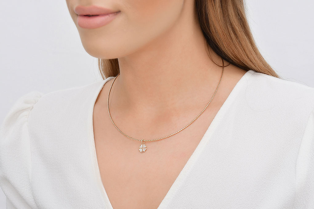 Quyumcu - 14 Ayar İtalyan Tel Yonca Kolye