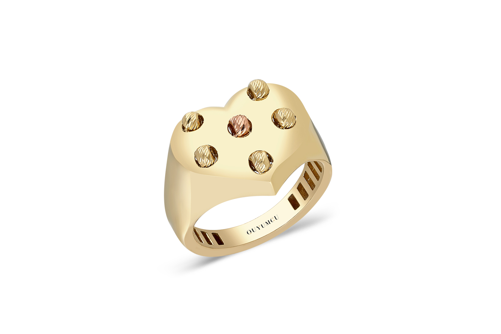 Quyumcu - 14 Karat Gold Dorika Heart Ring Quyumcu - 14 Karat Gold Dorika Heart Ring