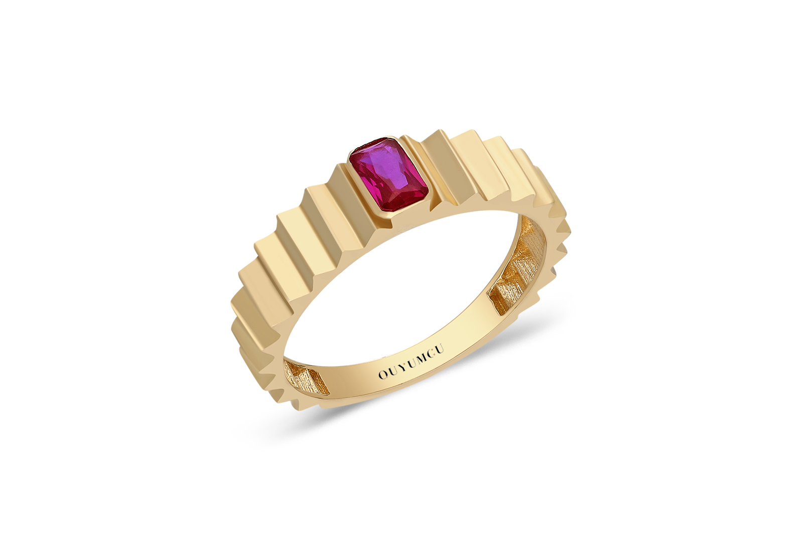 Quyumcu - 14 Karat Gold Red Gemstone Ring Quyumcu - 14 Karat Gold Red Gemstone Ring