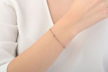 Quyumcu - 14K Gold Amethyst Stone Bracelet Quyumcu - 14K Gold Amethyst Stone Bracelet