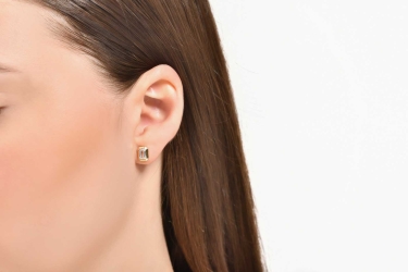 Quyumcu - 14K Gold Baguette Single Earring - Large