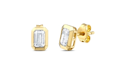 Quyumcu - 14K Gold Baguette Single Earring - Large (1)