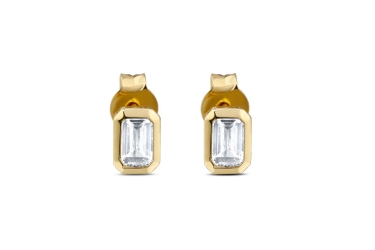 Quyumcu - 14K Gold Baguette Single Earring - Small (1) Quyumcu - 14K Gold Baguette Single Earring - Small (1)