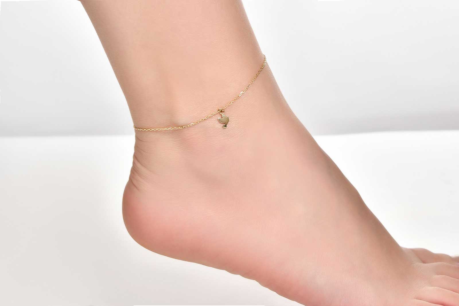 Quyumcu - 14K Gold Bird Anklet Quyumcu - 14K Gold Bird Anklet