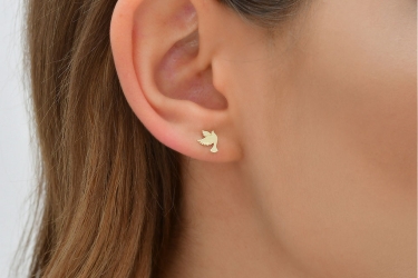 Quyumcu - 14K Gold Bird Earrings (1) Quyumcu - 14K Gold Bird Earrings (1)