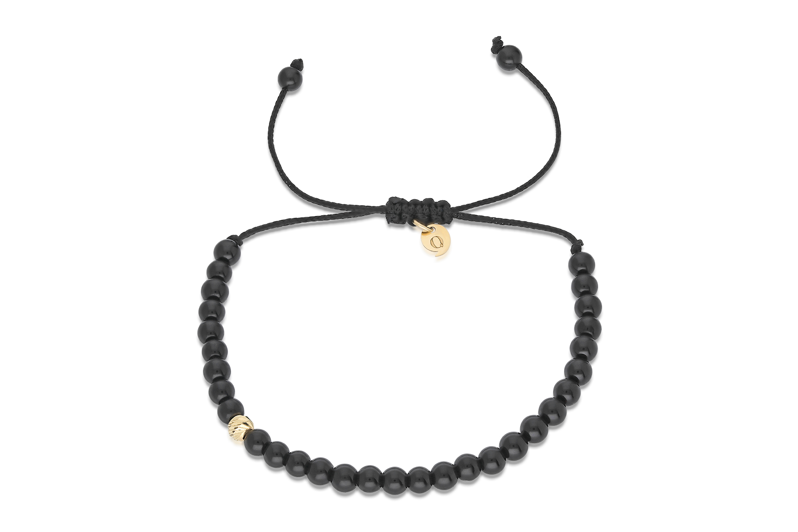 Quyumcu - 14K Gold Black Cord Bracelet Quyumcu - 14K Gold Black Cord Bracelet