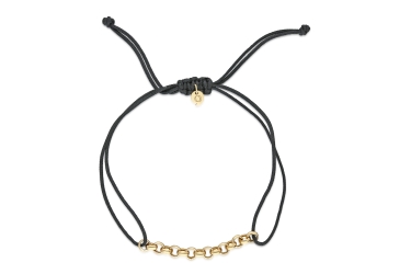 Quyumcu - 14K Gold Black Cord Doch Chain Bracelet Quyumcu - 14K Gold Black Cord Doch Chain Bracelet