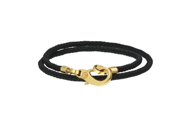 Quyumcu - 14K Gold Black Cord Men's Bracelet Quyumcu - 14K Gold Black Cord Men's Bracelet