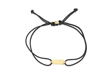 Quyumcu - 14K Gold Black Cord Plate Bracelet Quyumcu - 14K Gold Black Cord Plate Bracelet