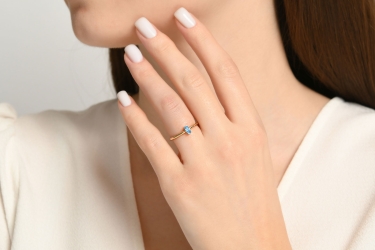 Quyumcu - 14K Gold Blue Gemstone Ring Quyumcu - 14K Gold Blue Gemstone Ring