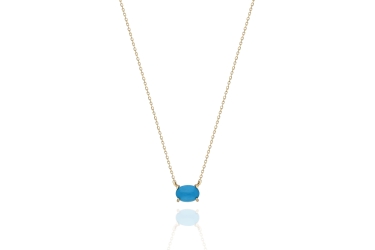 Quyumcu - 14K Gold Blue Stone Necklace Quyumcu - 14K Gold Blue Stone Necklace