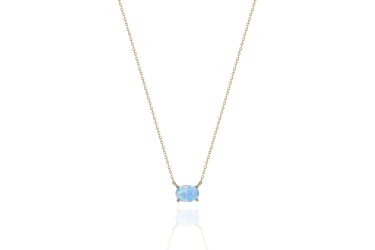 Quyumcu - 14K Gold Blue Stone Necklace Quyumcu - 14K Gold Blue Stone Necklace