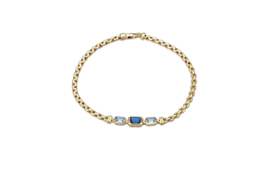 Quyumcu - 14K Gold Bracelet with Blue Quartz Baguette Stones (1) Quyumcu - 14K Gold Bracelet with Blue Quartz Baguette Stones (1)