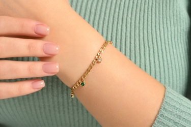 Quyumcu - 14K Gold Bracelet with Colored Stones Quyumcu - 14K Gold Bracelet with Colored Stones